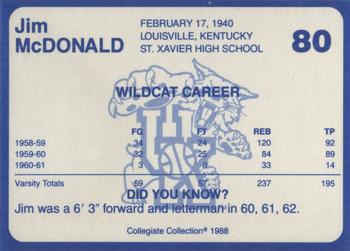 1988-89 Kentucky's Finest Collegiate Collection #80 Jim McDonald Back
