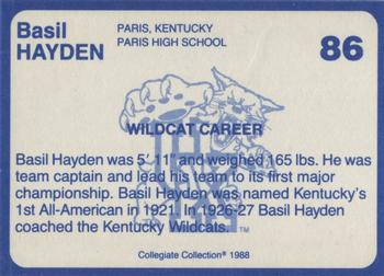 1988-89 Kentucky's Finest Collegiate Collection #86 Basil Hayden Back