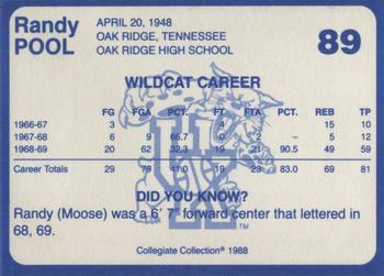 1988-89 Kentucky's Finest Collegiate Collection #89 Randy Pool Back