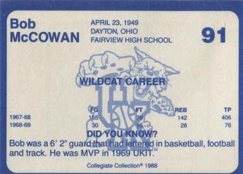 1988-89 Kentucky's Finest Collegiate Collection #91 Bob McCowan Back