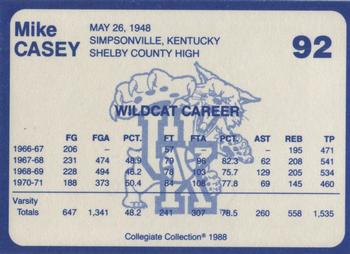 1988-89 Kentucky's Finest Collegiate Collection #92 Mike Casey Back