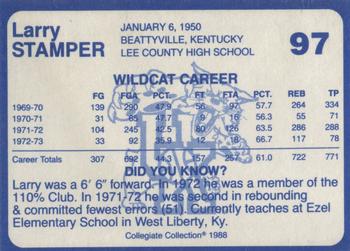1988-89 Kentucky's Finest Collegiate Collection #97 Larry Stamper Back