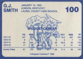 1988-89 Kentucky's Finest Collegiate Collection #100 G.J. Smith Back