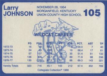 1988-89 Kentucky's Finest Collegiate Collection #105 Larry Johnson Back