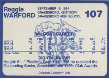 1988-89 Kentucky's Finest Collegiate Collection #107 Reggie Warford Back