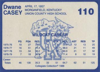 1988-89 Kentucky's Finest Collegiate Collection #110 Dwane Casey Back