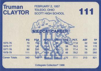 1988-89 Kentucky's Finest Collegiate Collection #111 Truman Claytor Back
