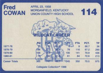1988-89 Kentucky's Finest Collegiate Collection #114 Fred Cowan Back