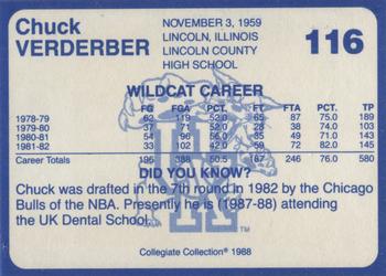 1988-89 Kentucky's Finest Collegiate Collection #116 Chuck Verderber Back