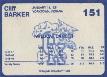 1988-89 Kentucky's Finest Collegiate Collection #151 Cliff Barker Back
