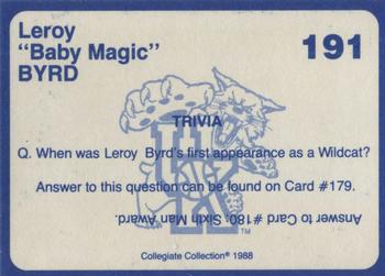 1988-89 Kentucky's Finest Collegiate Collection #191 Leroy Byrd Back