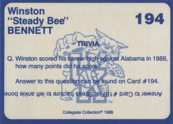 1988-89 Kentucky's Finest Collegiate Collection #194 Winston Bennett Back
