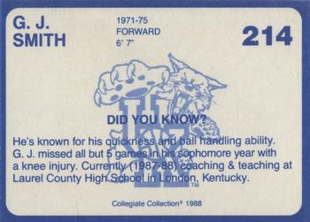 1988-89 Kentucky's Finest Collegiate Collection #214 G.J. Smith Back