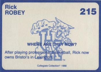 1988-89 Kentucky's Finest Collegiate Collection #215 Rick Robey Back
