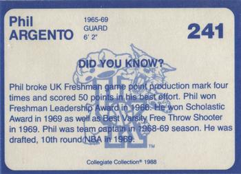 1988-89 Kentucky's Finest Collegiate Collection #241 Phil Argento Back