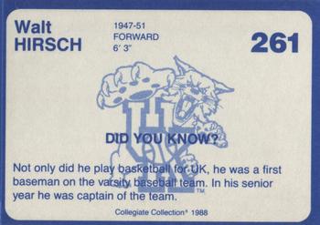 1988-89 Kentucky's Finest Collegiate Collection #261 Walt Hirsch Back