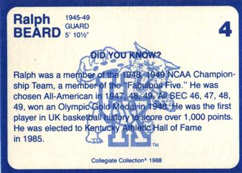 1988-89 Kentucky's Finest Collegiate Collection #4 Ralph Beard Back
