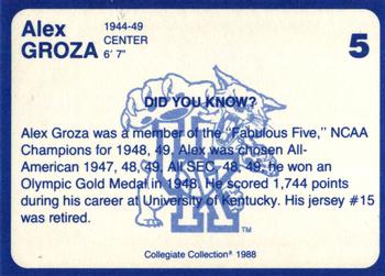 1988-89 Kentucky's Finest Collegiate Collection #5 Alex Groza Back