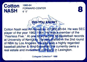 1988-89 Kentucky's Finest Collegiate Collection #8 Cotton Nash Back