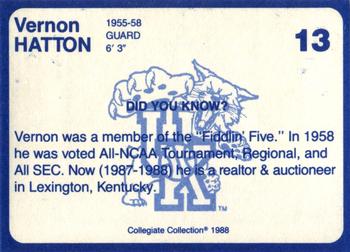 1988-89 Kentucky's Finest Collegiate Collection #13 Vernon Hatton Back