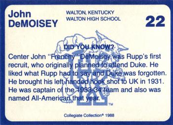 1988-89 Kentucky's Finest Collegiate Collection #22 John DeMoisey Back