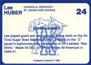 1988-89 Kentucky's Finest Collegiate Collection #24 Lee Huber Back
