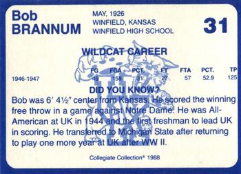 1988-89 Kentucky's Finest Collegiate Collection #31 Bob Brannum Back