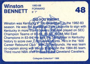 1988-89 Kentucky's Finest Collegiate Collection #48 Winston Bennett Back