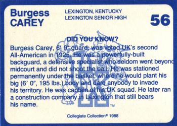 1988-89 Kentucky's Finest Collegiate Collection #56 Burgess Carey Back