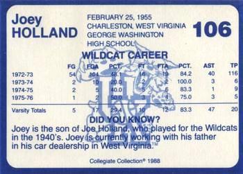 1988-89 Kentucky's Finest Collegiate Collection #106 Joey Holland Back