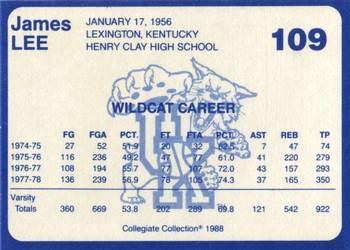 1988-89 Kentucky's Finest Collegiate Collection #109 James Lee Back