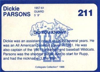 1988-89 Kentucky's Finest Collegiate Collection #211 Dick Parsons Back