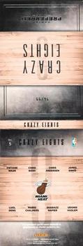 2014-15 Panini Preferred - Crazy Eights Booklet #5 Chris Andersen / Chris Bosh / Dwyane Wade / Luol Deng / Mario Chalmers / James Ennis / Shabazz Napier / Udonis Haslem Back