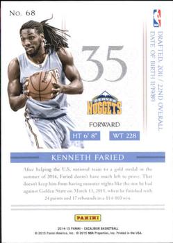 2014-15 Panini Excalibur #68 Kenneth Faried Back