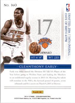2014-15 Panini Excalibur #160 Cleanthony Early Back