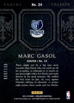2014-15 Panini Excalibur - Crusade Blue #24 Marc Gasol Back