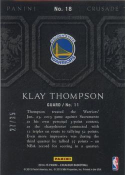 2014-15 Panini Excalibur - Crusade Teal #18 Klay Thompson Back