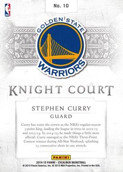 2014-15 Panini Excalibur - Knight Court #10 Stephen Curry Back