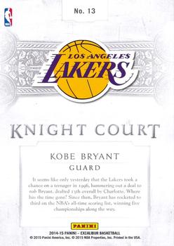 2014-15 Panini Excalibur - Knight Court #13 Kobe Bryant Back