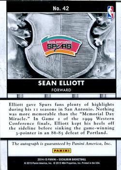 2014-15 Panini Excalibur - Majestic Marks #42 Sean Elliott Back