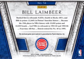 2014-15 Panini Excalibur - Royalty #34 Bill Laimbeer Back