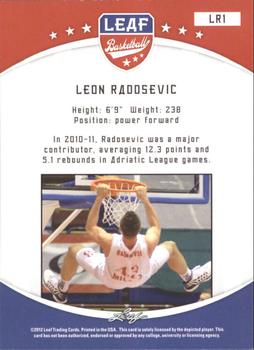 2012-13 Leaf Retail #LR1 Leon Radosevic Back