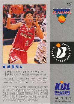 1998-99 Teleca Korean Basketball League #52 Myung Do Choi Back