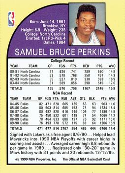 1990 Hoops Team Night Los Angeles Lakers #NNO Sam Perkins Back