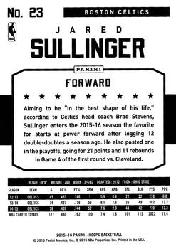 2015-16 Hoops #23 Jared Sullinger Back