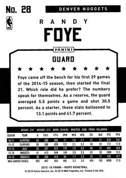 2015-16 Hoops #28 Randy Foye Back