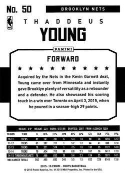 2015-16 Hoops #50 Thaddeus Young Back