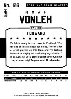 2015-16 Hoops #126 Noah Vonleh Back