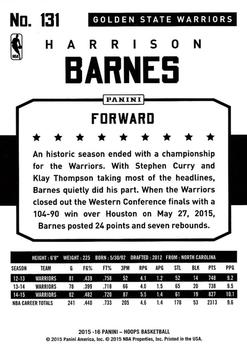 2015-16 Hoops #131 Harrison Barnes Back