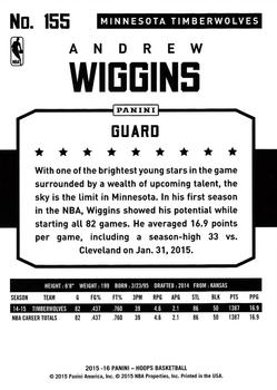 2015-16 Hoops #155 Andrew Wiggins Back